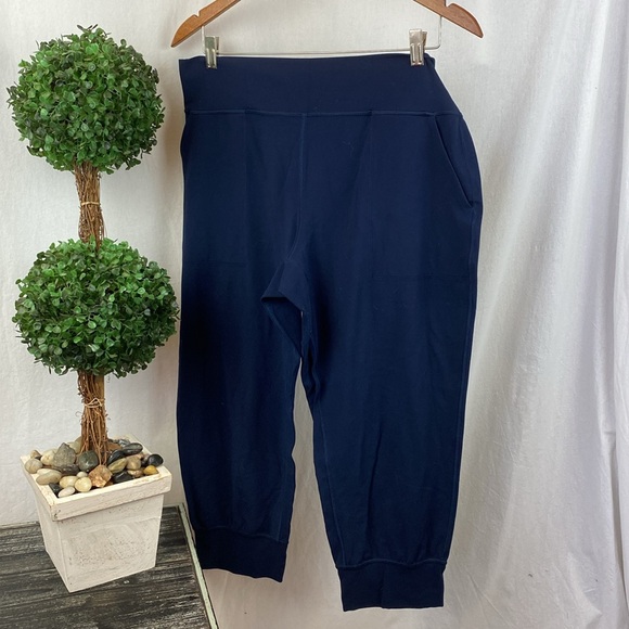 Lululemon Blue Solid Crop High Rise Leggings Pants 14 - Picture 1 of 4